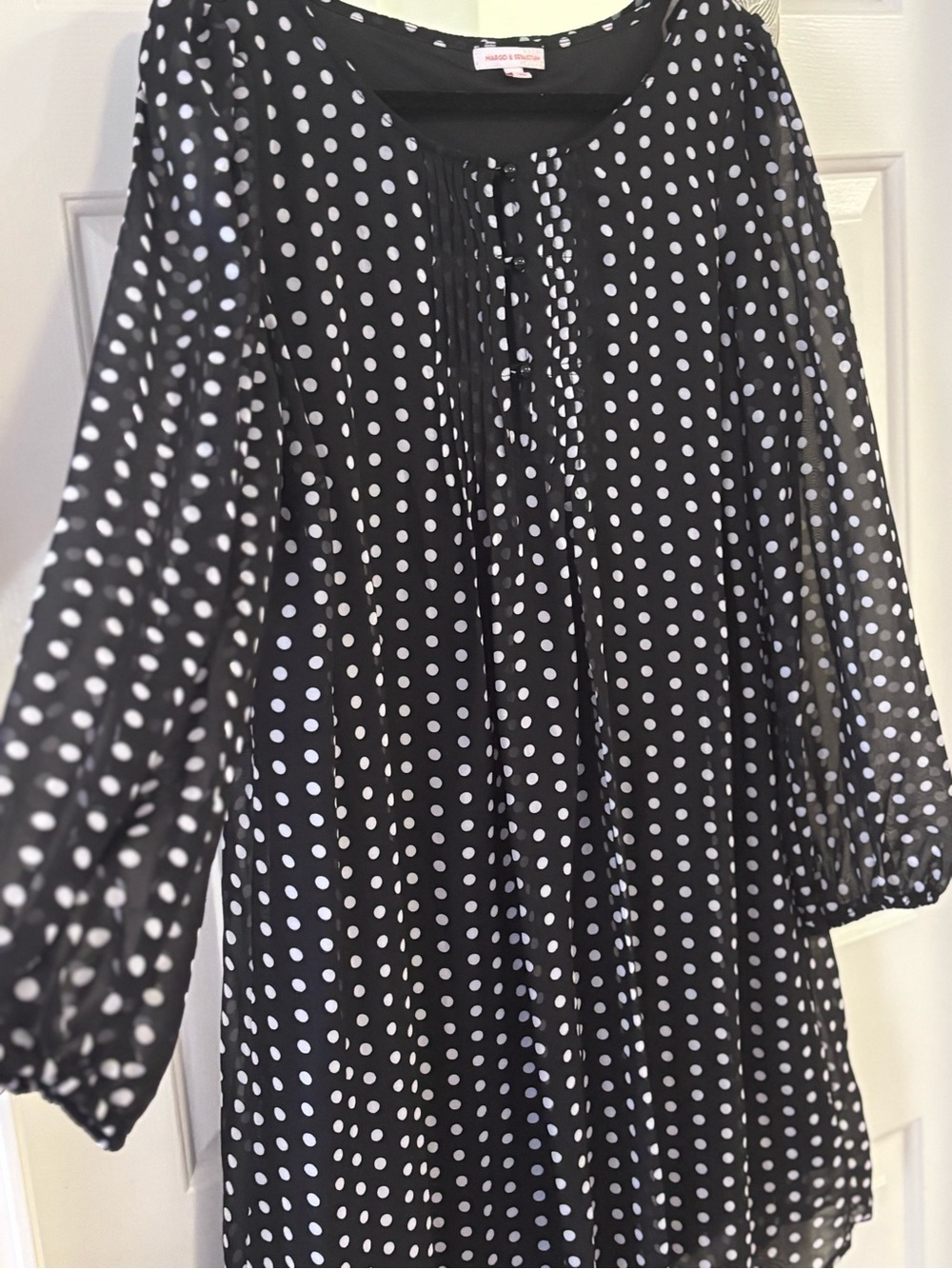 Polka Dot Midi Dress in Black and White by White House Black Market